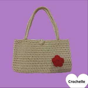 Crochet Beige Shoulder Bag